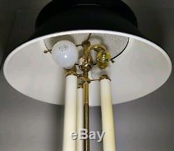 Vintage Frederick Cooper Bouillotte Brass Candlestick Lamp Black Tole Shade