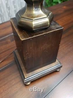 Vintage Frederick Cooper Chicago Brass Pedestal Urn Lamp Pair with Original Shades