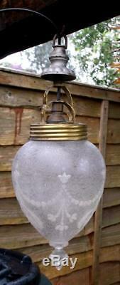 Vintage French Art Nouveau Frosted Glass Ceiling Light Lampshade, Lightshade