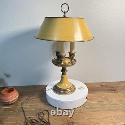 Vintage French Bouillotte Lamp 3 Arm Brass Metal Shade Gold Empire Style
