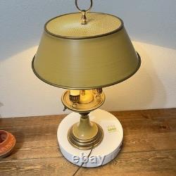 Vintage French Bouillotte Lamp 3 Arm Brass Metal Shade Gold Empire Style