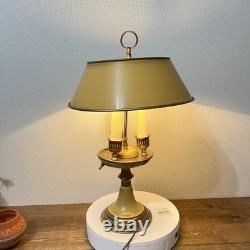 Vintage French Bouillotte Lamp 3 Arm Brass Metal Shade Gold Empire Style