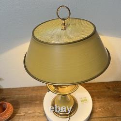 Vintage French Bouillotte Lamp 3 Arm Brass Metal Shade Gold Empire Style