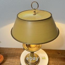 Vintage French Bouillotte Lamp 3 Arm Brass Metal Shade Gold Empire Style