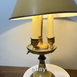 Vintage French Bouillotte Lamp 3 Arm Brass Metal Shade Gold Empire Style