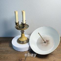 Vintage French Bouillotte Lamp 3 Arm Brass Metal Shade Gold Empire Style