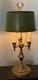 Vintage French Brass Bouillotte Lamp Metal Shade Tole 3 Arm Table Lamp Works 20