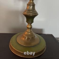 Vintage French Brass Bouillotte Lamp Metal Shade Tole 3 Arm Table Lamp Works 20