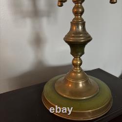 Vintage French Brass Bouillotte Lamp Metal Shade Tole 3 Arm Table Lamp Works 20