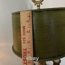 Vintage French Brass Bouillotte Lamp Metal Shade Tole 3 Arm Table Lamp Works 20