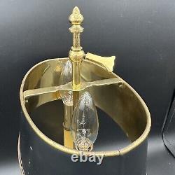 Vintage French Brass Bouillotte Table Lamp Black Metal Shade Candlestick 15.5