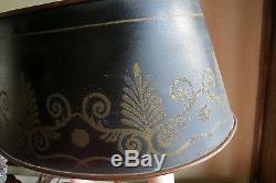 Vintage French Empire Style Bouillotte LAMP Adjustable Black & Gold Metal Shade