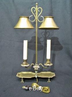 Vintage French Style Bouillotte Lamp Brass Base & Shades with Female Busts