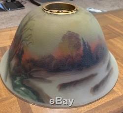 Vintage Frosted Glass Reverse Hand Painted Lampshade/ Lamp Shade Vibrant Colors