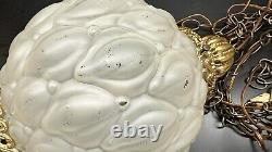 Vintage Frosted Quilted Diamond Pattern Hanging 10 Glass Globe Swag Lamp