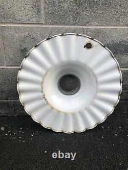 Vintage GE Porcelain Enamel Scalloped Ruffled Gas Station Light Shade Barn 20