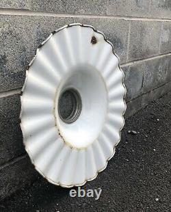 Vintage GE Porcelain Enamel Scalloped Ruffled Gas Station Light Shade Barn 20