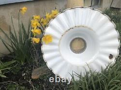 Vintage GE Porcelain Enamel Scalloped Ruffled Gas Station Light Shade Barn 20