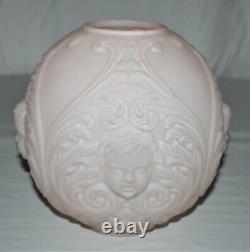 Vintage GWTW Cherub Face Satin Pink Oil Parlor Hurricane Lamp Shade