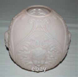 Vintage GWTW Cherub Face Satin Pink Oil Parlor Hurricane Lamp Shade