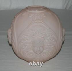 Vintage GWTW Cherub Face Satin Pink Oil Parlor Hurricane Lamp Shade