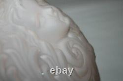 Vintage GWTW Cherub Face Satin Pink Oil Parlor Hurricane Lamp Shade