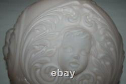 Vintage GWTW Cherub Face Satin Pink Oil Parlor Hurricane Lamp Shade