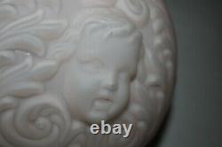 Vintage GWTW Cherub Face Satin Pink Oil Parlor Hurricane Lamp Shade