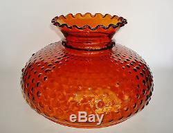 Vintage GWTW FENTON Deep Amber Hobnail kerosene Oil Electric Parlor Lamp Shade