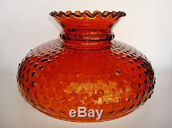 Vintage GWTW FENTON Deep Amber Hobnail kerosene Oil Electric Parlor Lamp Shade