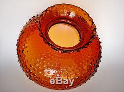 Vintage GWTW FENTON Deep Amber Hobnail kerosene Oil Electric Parlor Lamp Shade