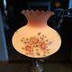 Vintage Gwtw Hand Painted Floral Pink Milk Glass Hurricane Lamp Shade