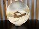 Vintage Gwtw Oil Lamp Globe Shade, Gorgeous Hand-painted Landscape On Milk Glass