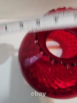 Vintage GWTW Red Hurricane Glass Optic Dot Lamp Shade 10 Fitter