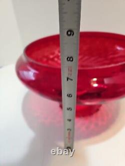 Vintage GWTW Red Hurricane Glass Optic Dot Lamp Shade 10 Fitter