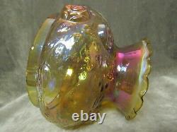 Vintage Glass Amber Iridescent Carnival Mushroom Light / Lamp Shade Roses Design