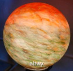 Vintage Glass Art Deco Twisted Design Round Globe Lamp Shade With Lamp! READ