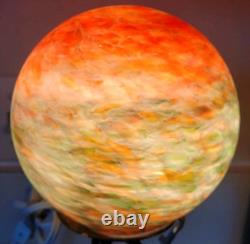 Vintage Glass Art Deco Twisted Design Round Globe Lamp Shade With Lamp! READ