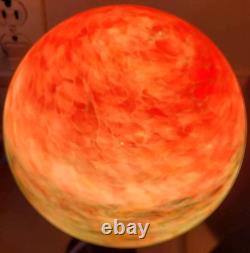 Vintage Glass Art Deco Twisted Design Round Globe Lamp Shade With Lamp! READ