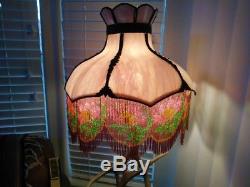 Vintage Glass Beaded & Bronze Large Lampshade