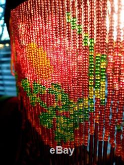 Vintage Glass Beaded & Bronze Large Lampshade
