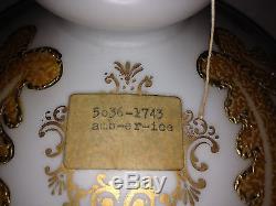 Vintage Glass Hurricane Lamp  Shade Gold Gild Ornate Hollywood Glam Amber Ice