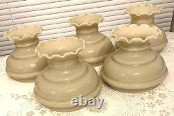 Vintage Glass Lamp Chandelier Light Shade Beige Lot of 5 New
