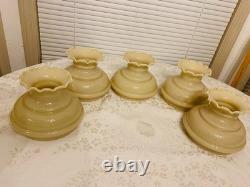 Vintage Glass Lamp Chandelier Light Shade Beige Lot of 5 New