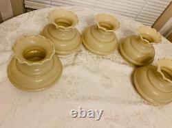 Vintage Glass Lamp Chandelier Light Shade Beige Lot of 5 New