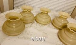 Vintage Glass Lamp Chandelier Light Shade Beige Lot of 5 New