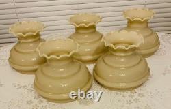 Vintage Glass Lamp Chandelier Light Shade Beige Lot of 5 New