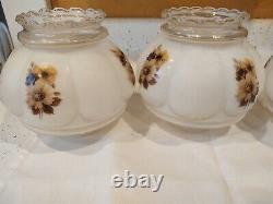 Vintage Glass Lamp Shades 4 x 6.25 Frosted White Lot of 3 Flower Design