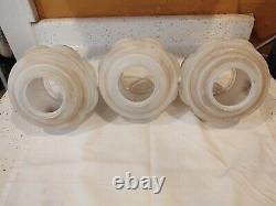 Vintage Glass Lamp Shades 4 x 6.25 Frosted White Lot of 3 Flower Design