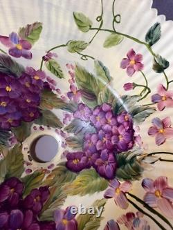 Vintage, Glass, Lampshade, Hand Painted Floral Design, Ruffled Top 6 1/2 in